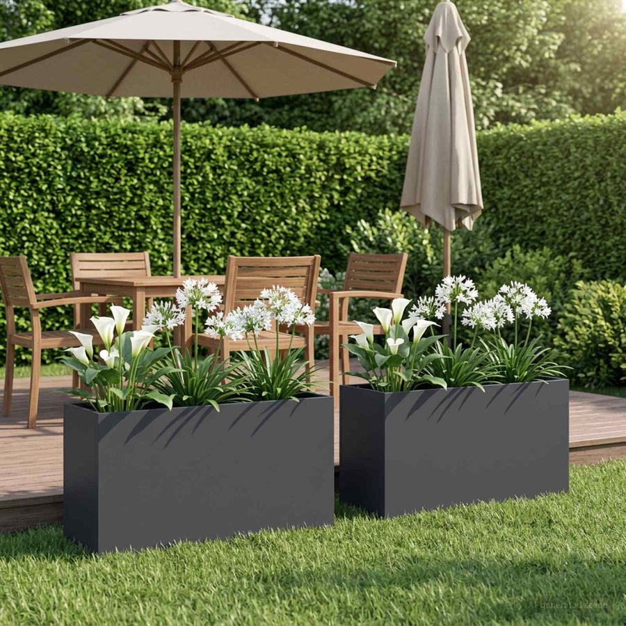 Plantenbak 2 st Antraciet 100 x 30 x 40 cm Koudgewalst staal