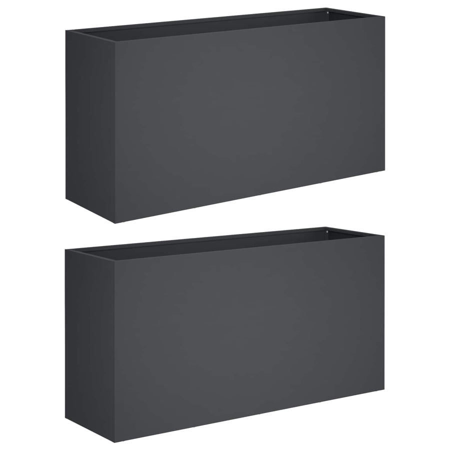 Plantenbak 2 st Antraciet 100 x 30 x 40 cm Koudgewalst staal