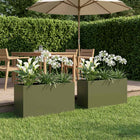 Plantenbak 2 st olijfgroen 100x30x40 cm staal