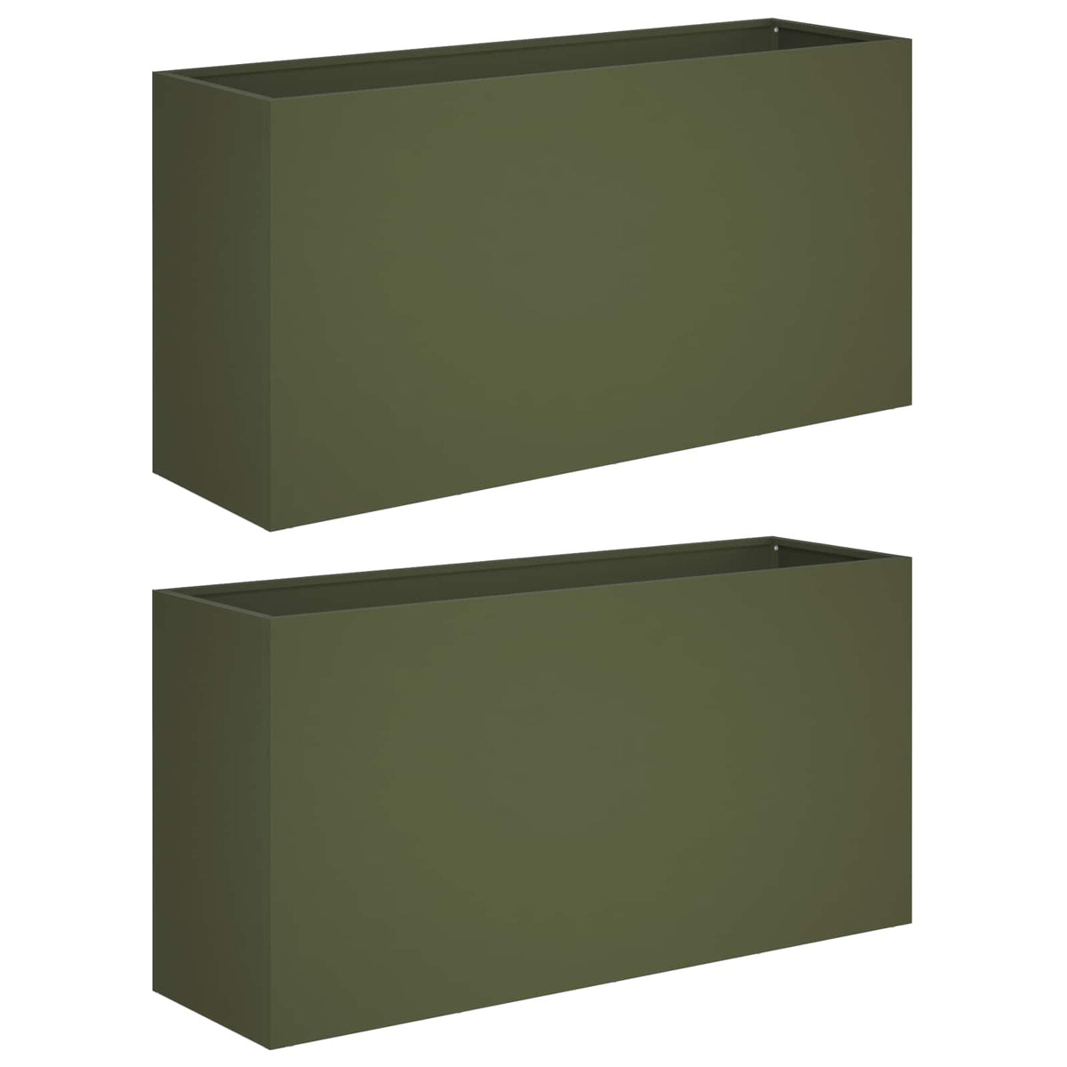 Plantenbak 2 st Olijfgroen 100 x 30 x 40 cm Koudgewalst staal