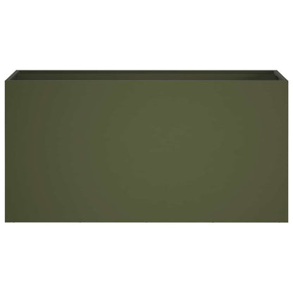 Plantenbak 2 st Olijfgroen 100 x 30 x 40 cm Koudgewalst staal
