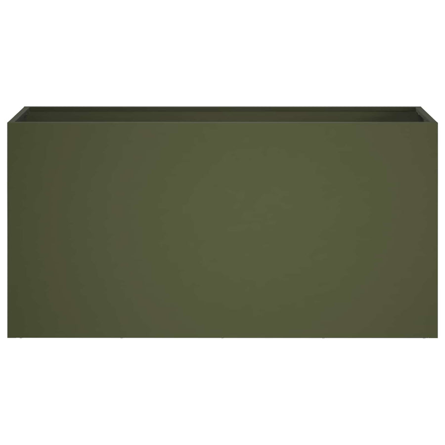 Plantenbak 2 st Olijfgroen 100 x 30 x 40 cm Koudgewalst staal