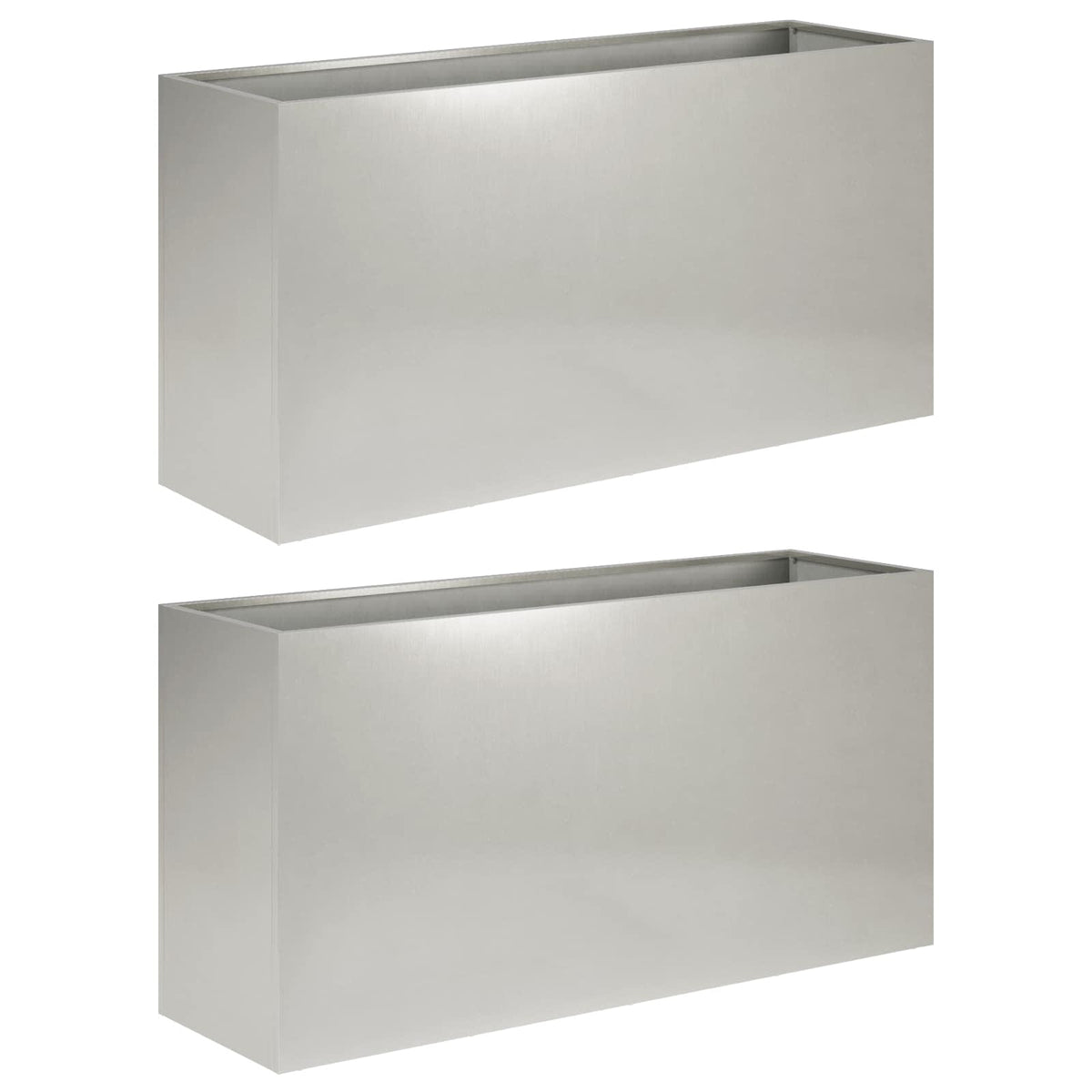 Plantenbak 2 st zilver 100 x 30 x 40 cm Roestvrij staal