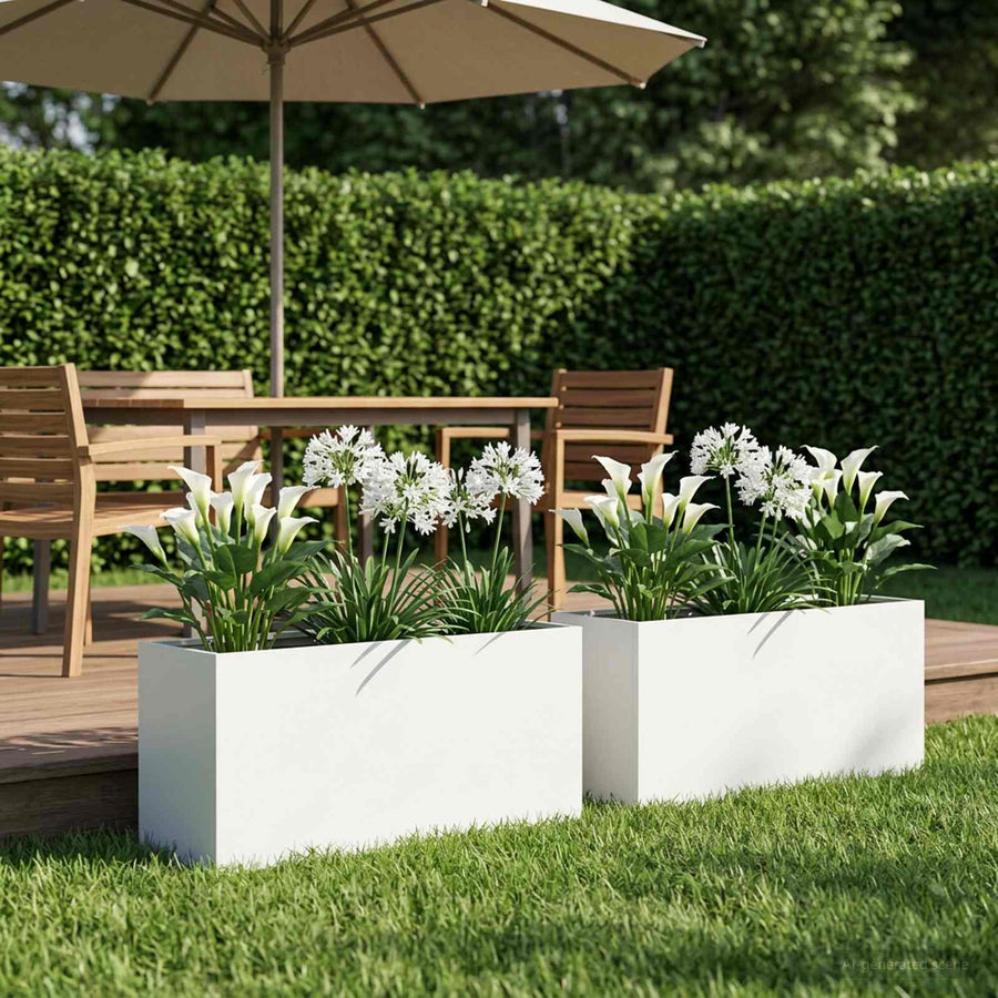Plantenbak 2 st Wit 100 x 30 x 50 cm Koudgewalst staal