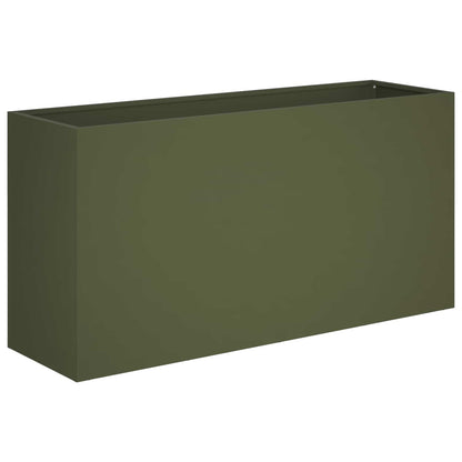 Plantenbak 2 st Olijfgroen 100 x 30 x 50 cm Koudgewalst staal