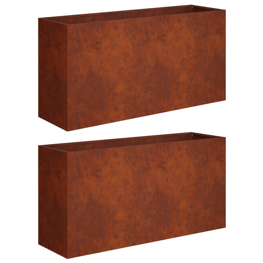 Plantenbak 2 st Roestkleurig 100 x 30 x 50 cm weervast staal