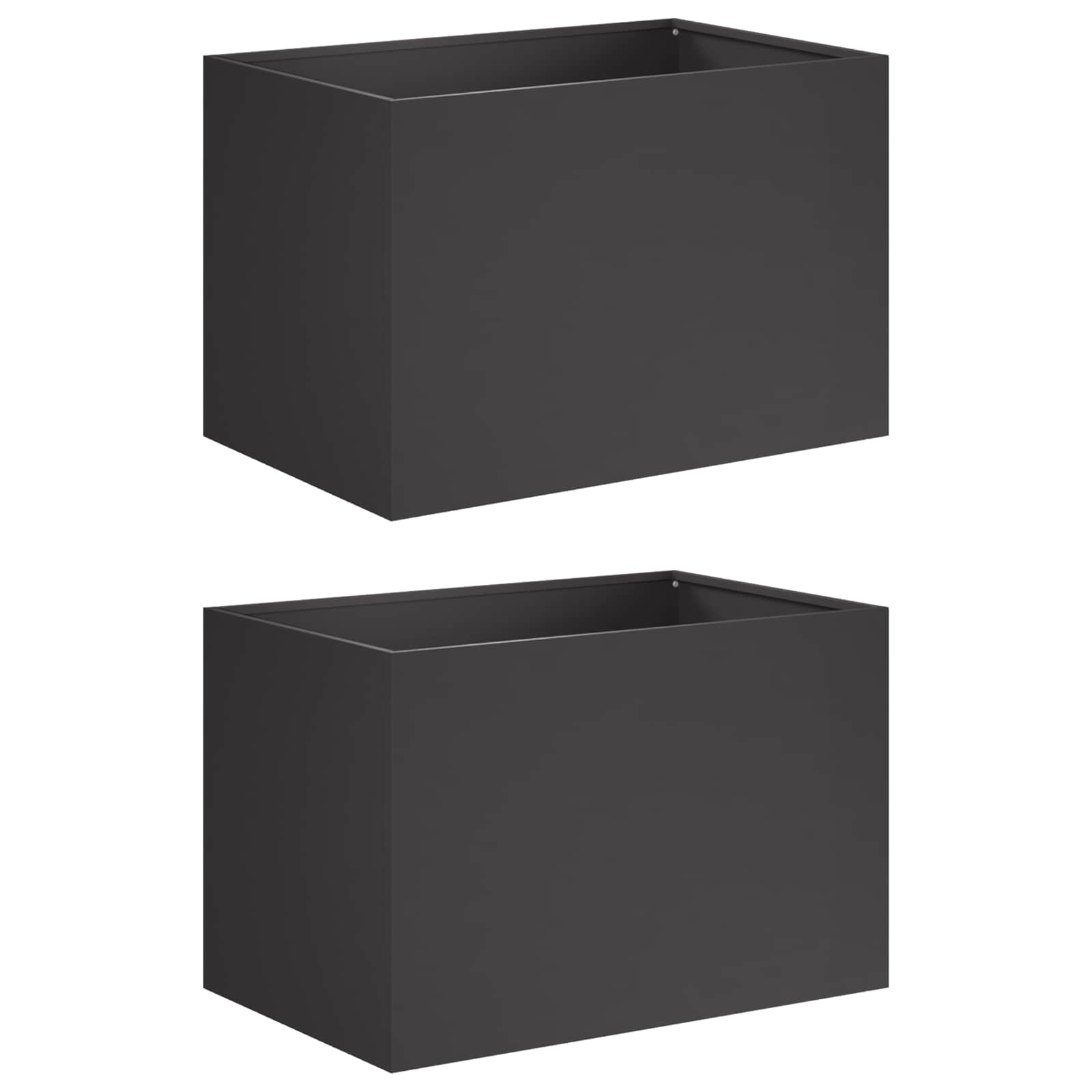 Plantenbak 2 st Zwart 50 x 40 x 40 cm Koudgewalst staal