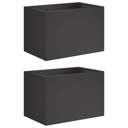 Plantenbak 2 st Zwart 50 x 40 x 40 cm Koudgewalst staal