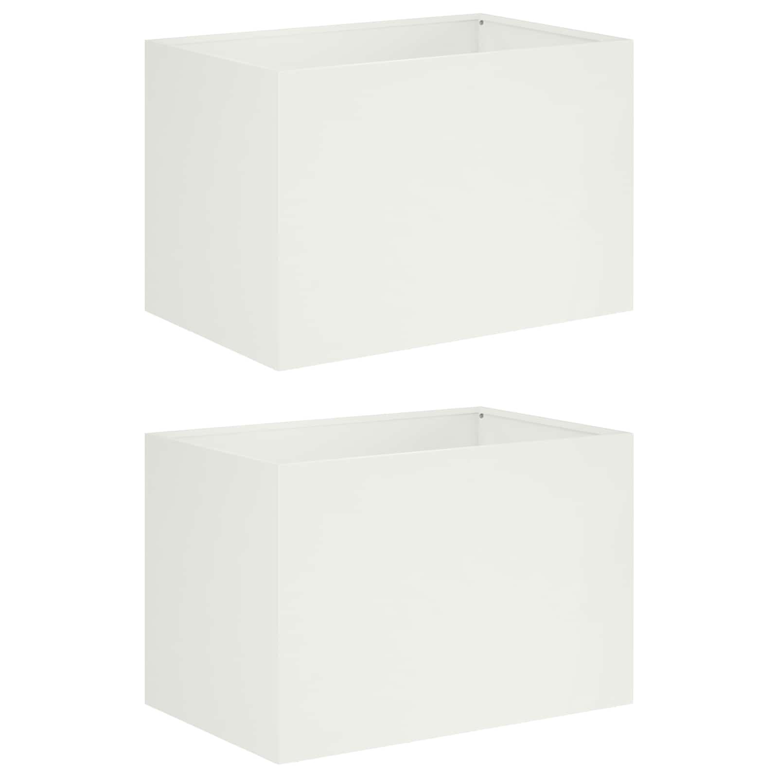 Plantenbak 2 st Wit 50 x 40 x 40 cm Koudgewalst staal