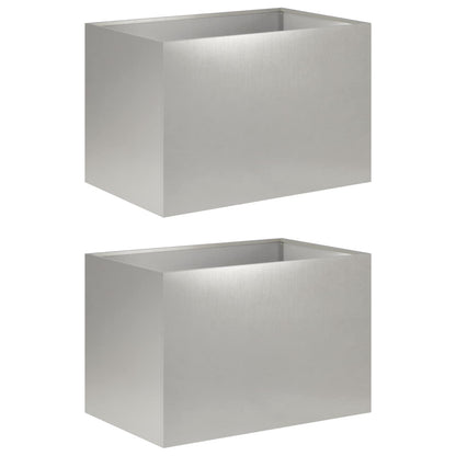 Plantenbak 2 st zilver 50 x 40 x 40 cm Roestvrij staal