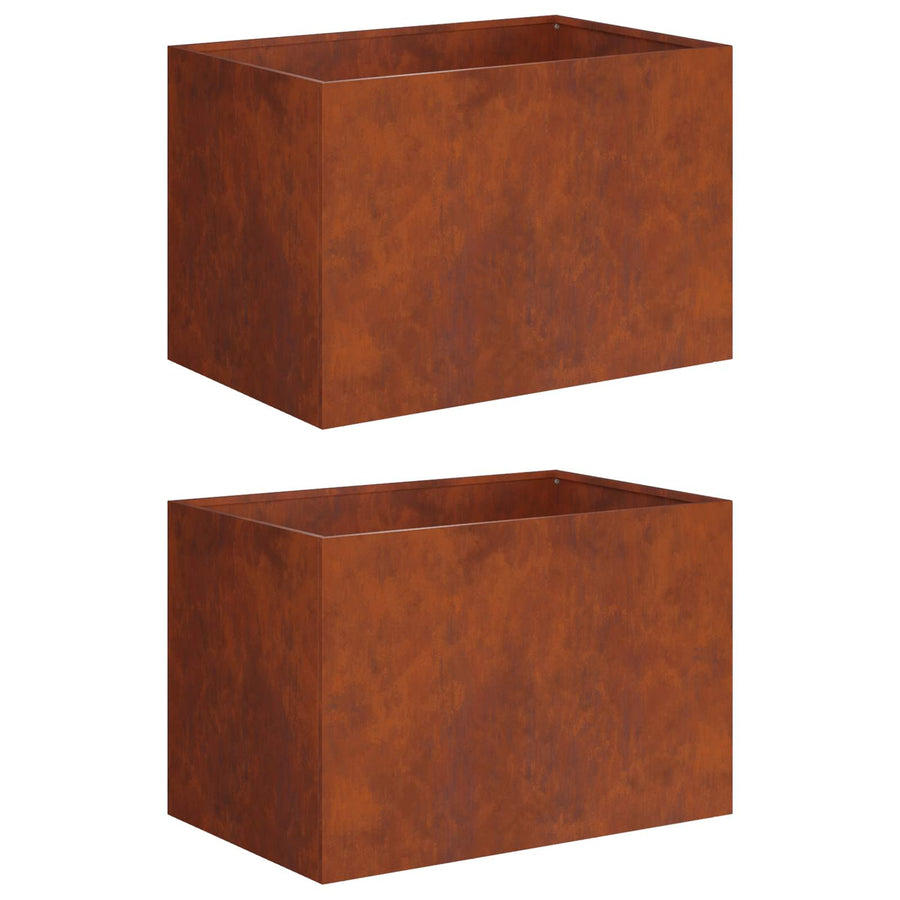 Plantenbak 2 st Roestkleurig 50 x 40 x 40 cm weervast staal