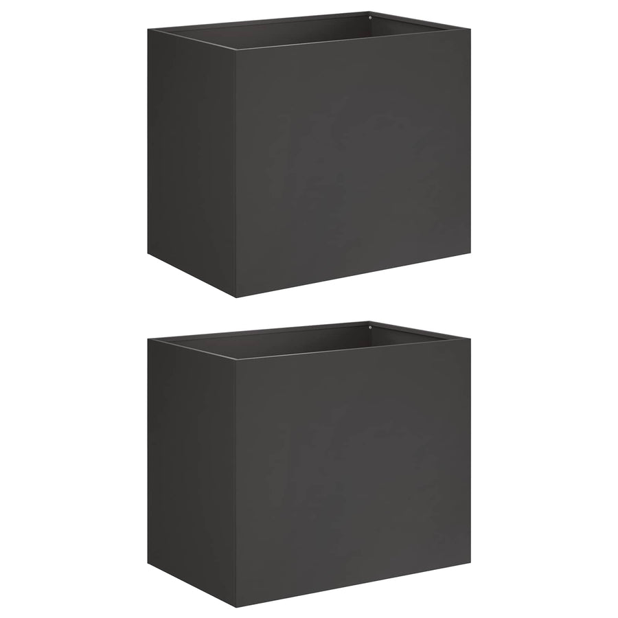 Plantenbak 2 st Zwart 50 x 40 x 50 cm Koudgewalst staal