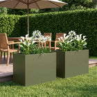 Plantenbak 2 st olijfgroen 50x40x50 cm staal