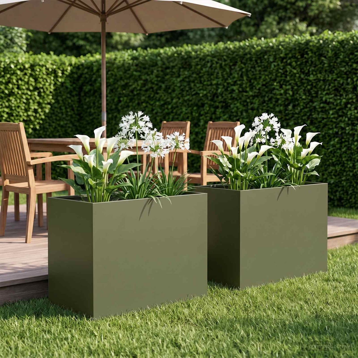 Plantenbak 2 st Olijfgroen 50 x 40 x 50 cm Koudgewalst staal