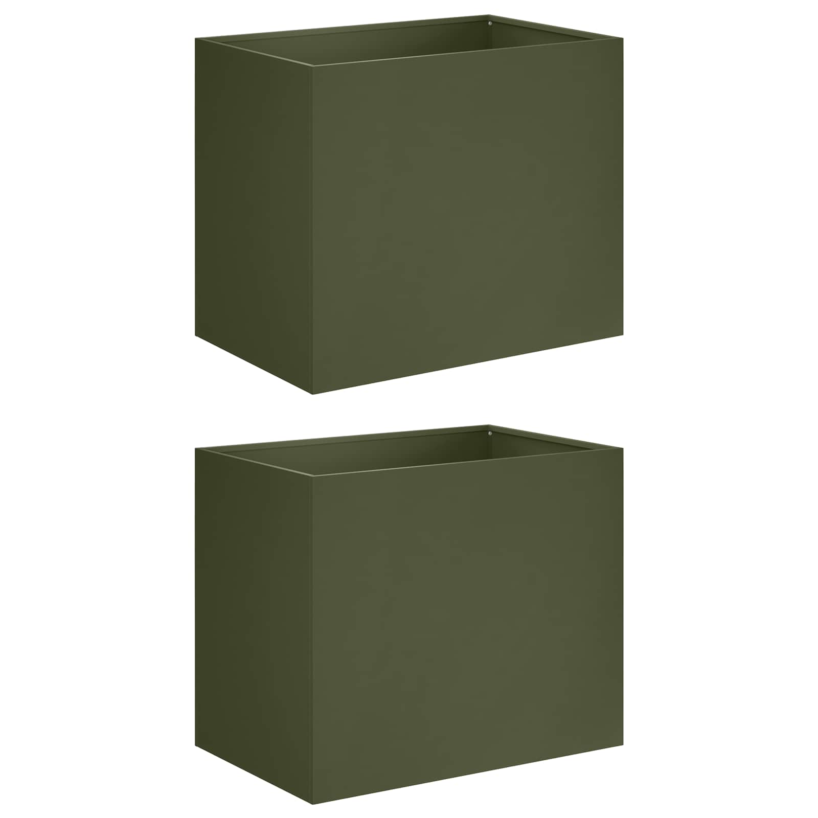 Plantenbak 2 st Olijfgroen 50 x 40 x 50 cm Koudgewalst staal