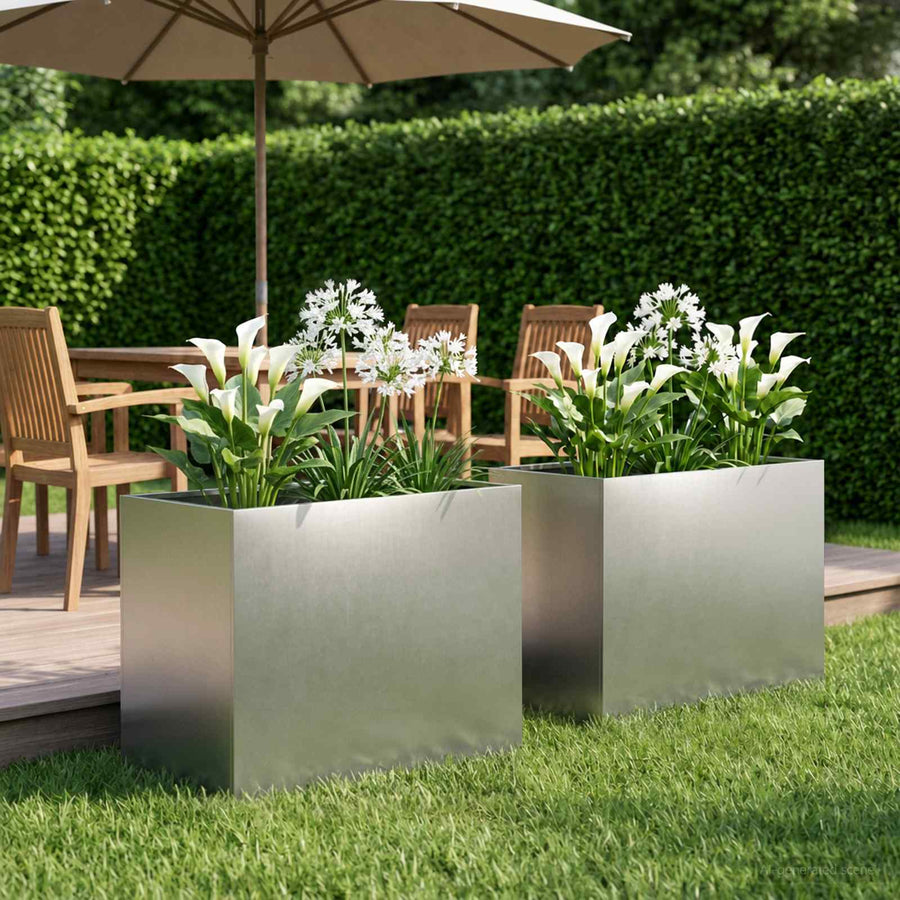 Plantenbak 2 st zilver 50 x 40 x 50 cm Roestvrij staal