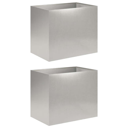 Plantenbak 2 st zilver 50 x 40 x 50 cm Roestvrij staal