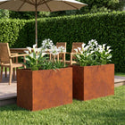 Plantenbak 2 st 50x40x50 cm roestkleurig staal