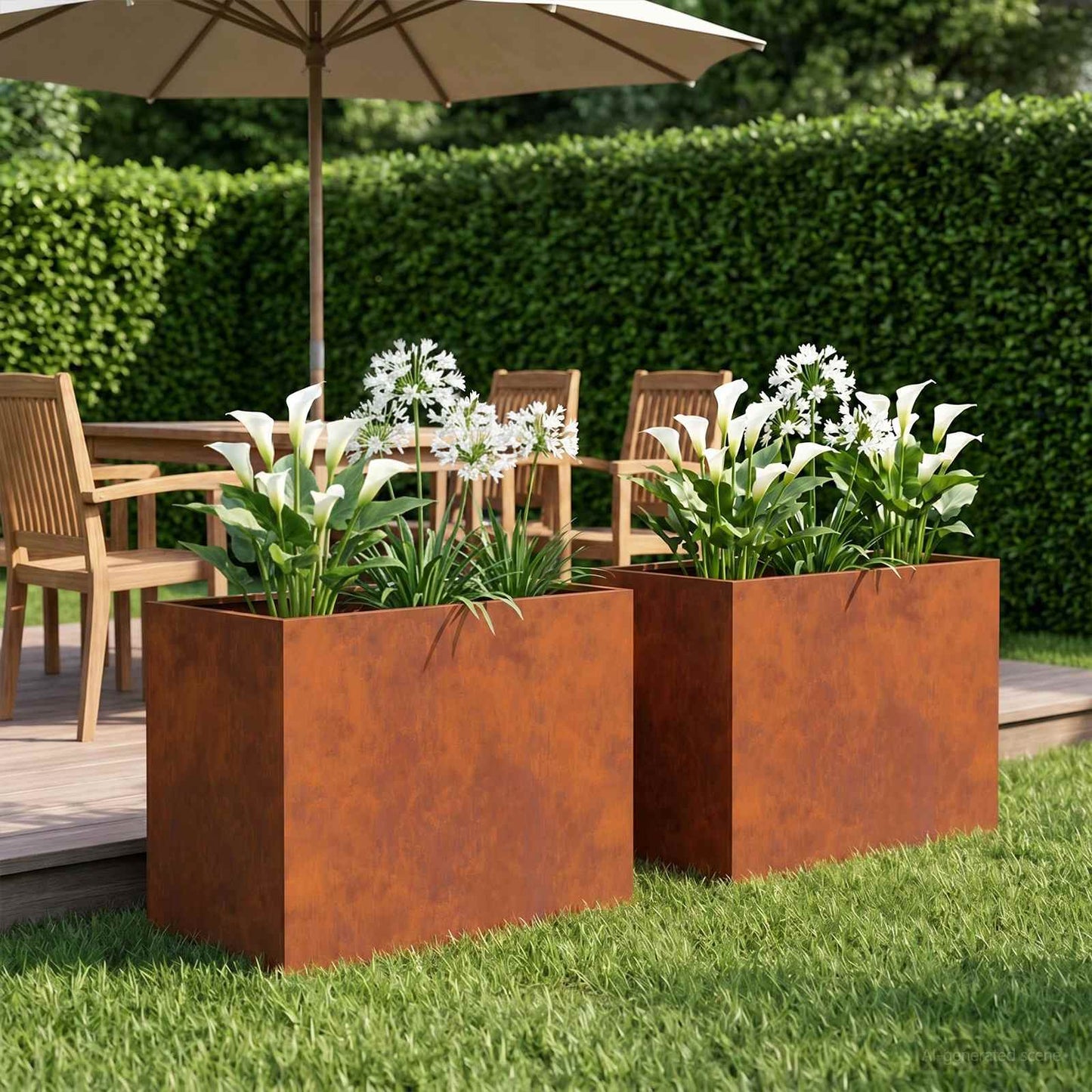 Plantenbak 2 st Roestkleurig 50 x 40 x 50 cm weervast staal