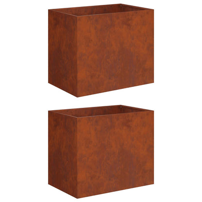 Plantenbak 2 st Roestkleurig 50 x 40 x 50 cm weervast staal