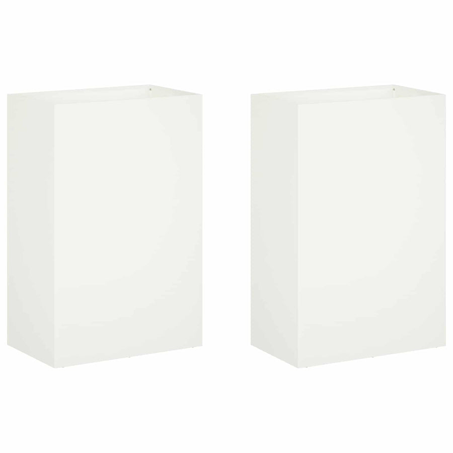 Plantenbak 2 st Wit 50 x 40 x 75 cm Koudgewalst staal