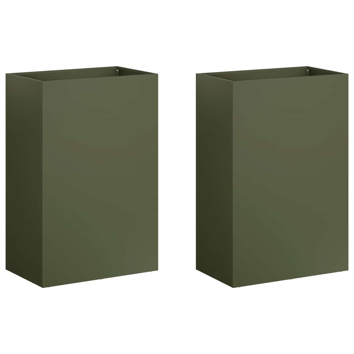 Plantenbak 2 st Olijfgroen 50 x 40 x 75 cm Koudgewalst staal