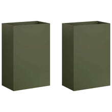 Plantenbak 2 st Olijfgroen 50 x 40 x 75 cm Koudgewalst staal