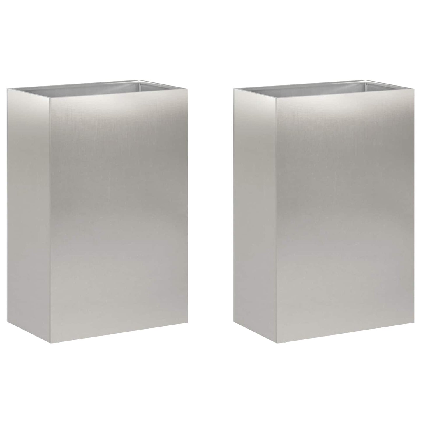 Plantenbak 2 st zilver 50 x 40 x 75 cm Roestvrij staal