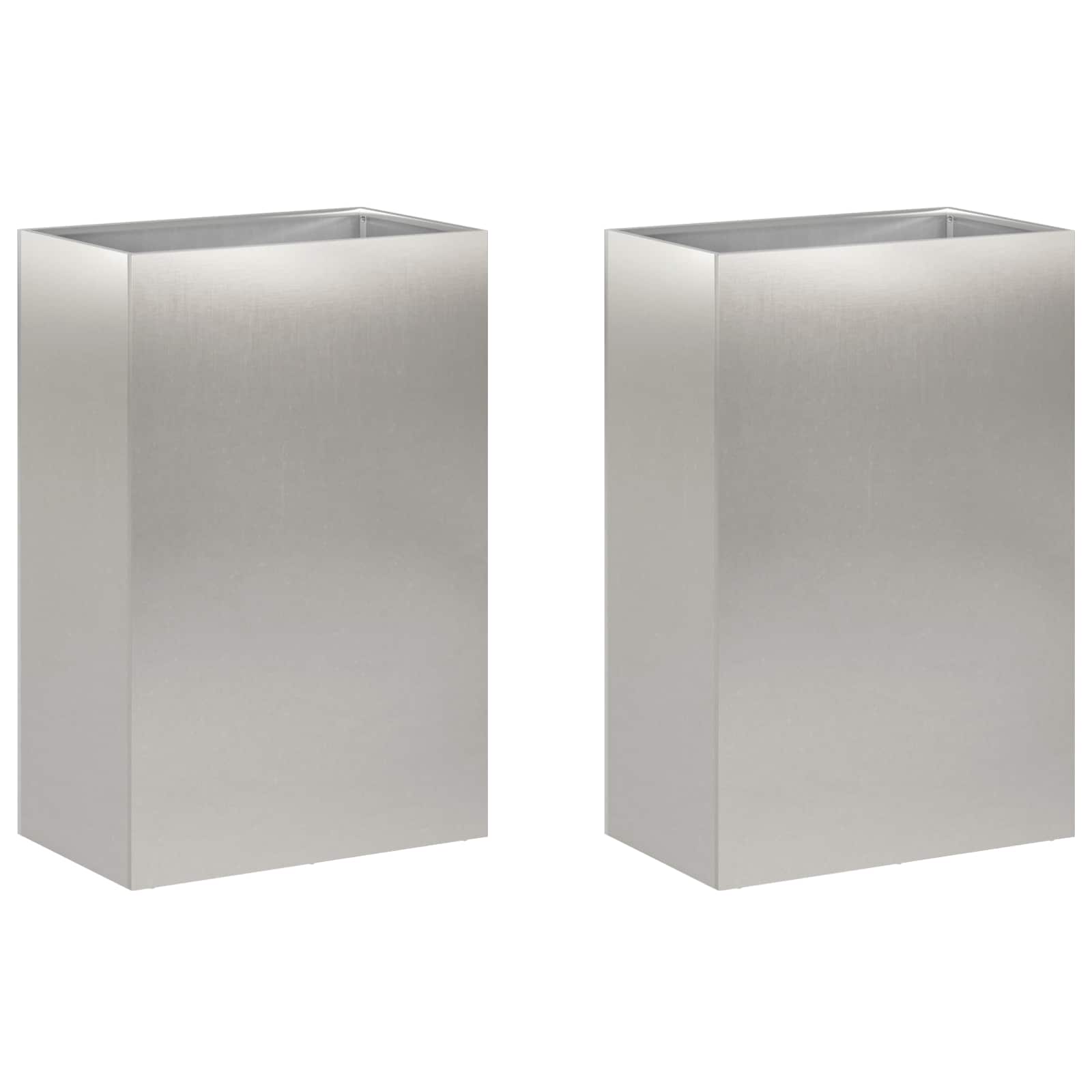 Plantenbak 2 st zilver 50 x 40 x 75 cm Roestvrij staal