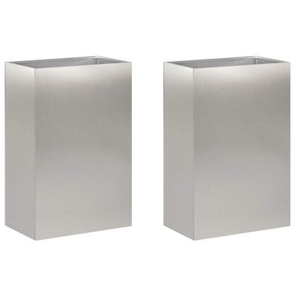 Plantenbak 2 st zilver 50 x 40 x 75 cm Roestvrij staal
