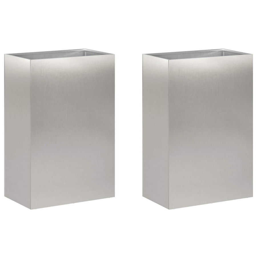 Plantenbak 2 st zilver 50 x 40 x 75 cm Roestvrij staal