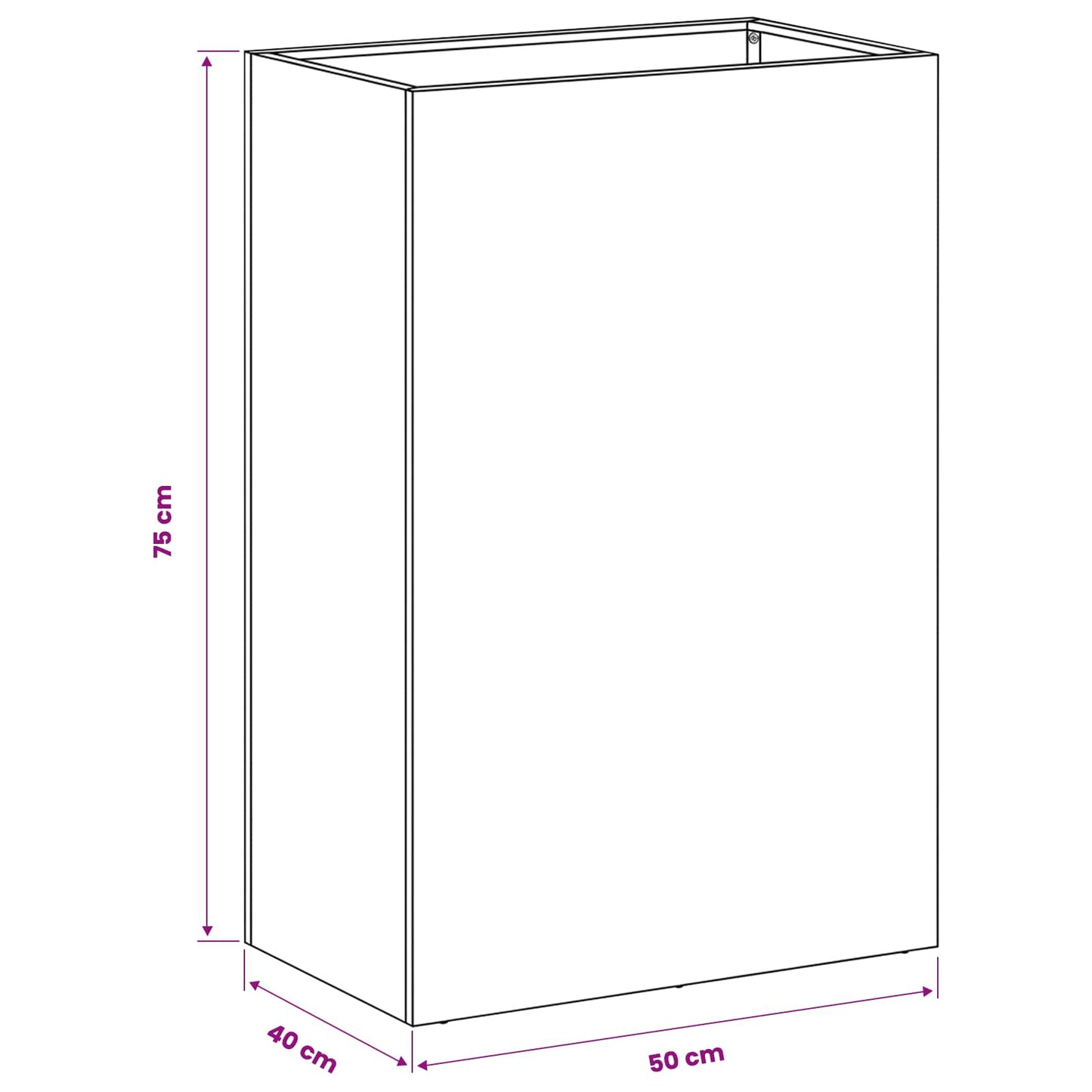 Plantenbak 2 st zilver 50 x 40 x 75 cm Roestvrij staal