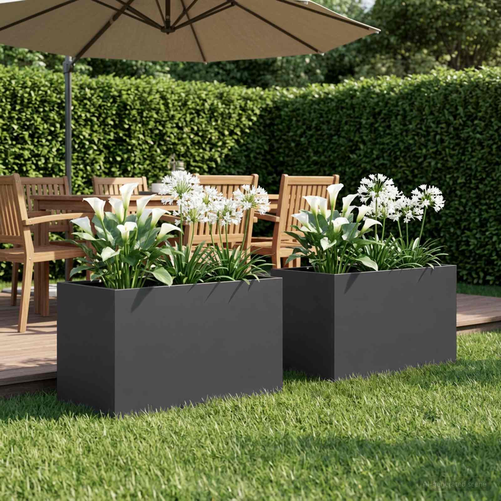 Plantenbak 2 st Zwart 60 x 40 x 40 cm Koudgewalst staal