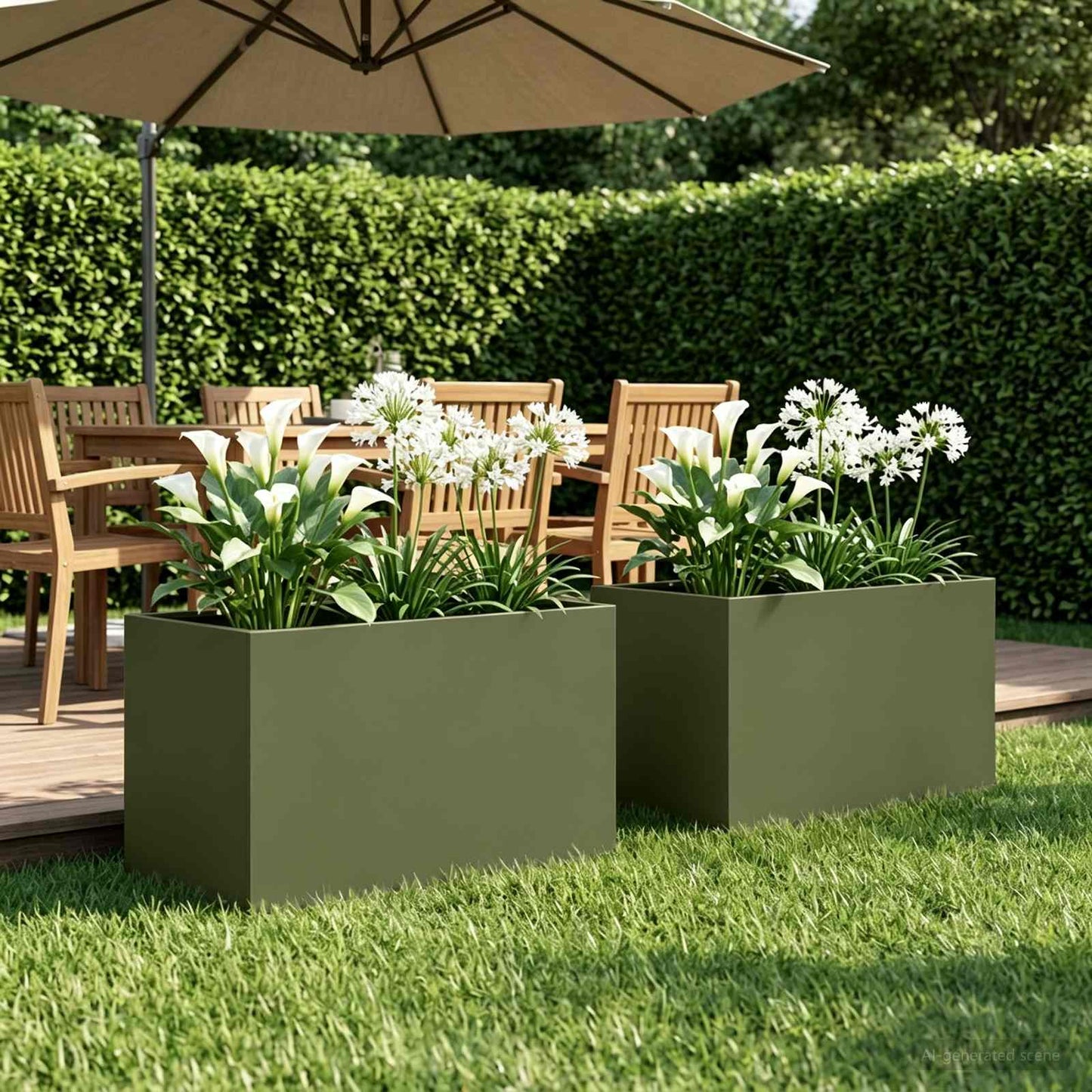 Plantenbak 2 st Olijfgroen 60 x 40 x 40 cm Koudgewalst staal