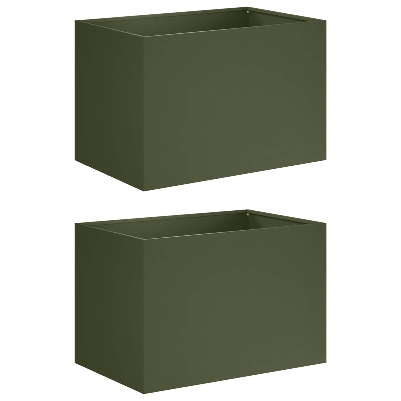 Plantenbak 2 st Olijfgroen 60 x 40 x 40 cm Koudgewalst staal