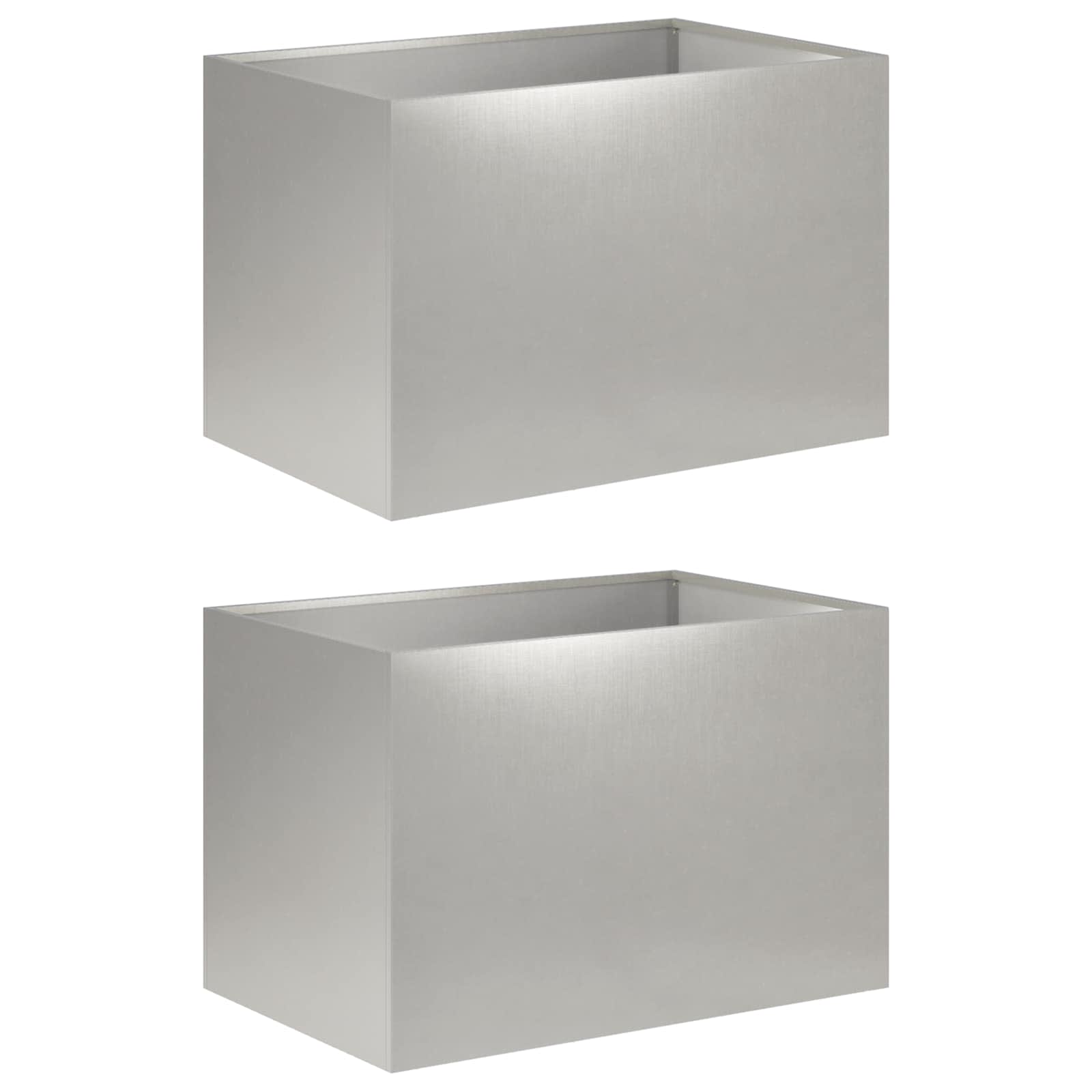 Plantenbak 2 st zilver 60 x 40 x 40 cm Roestvrij staal