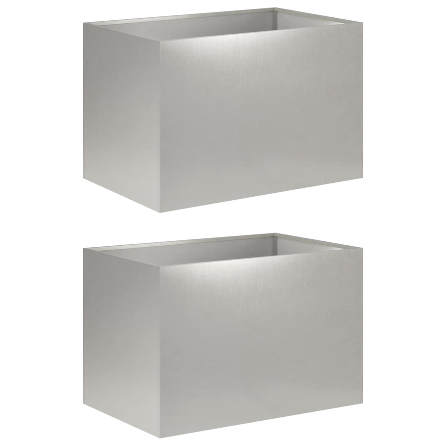 Plantenbak 2 st zilver 60 x 40 x 40 cm Roestvrij staal