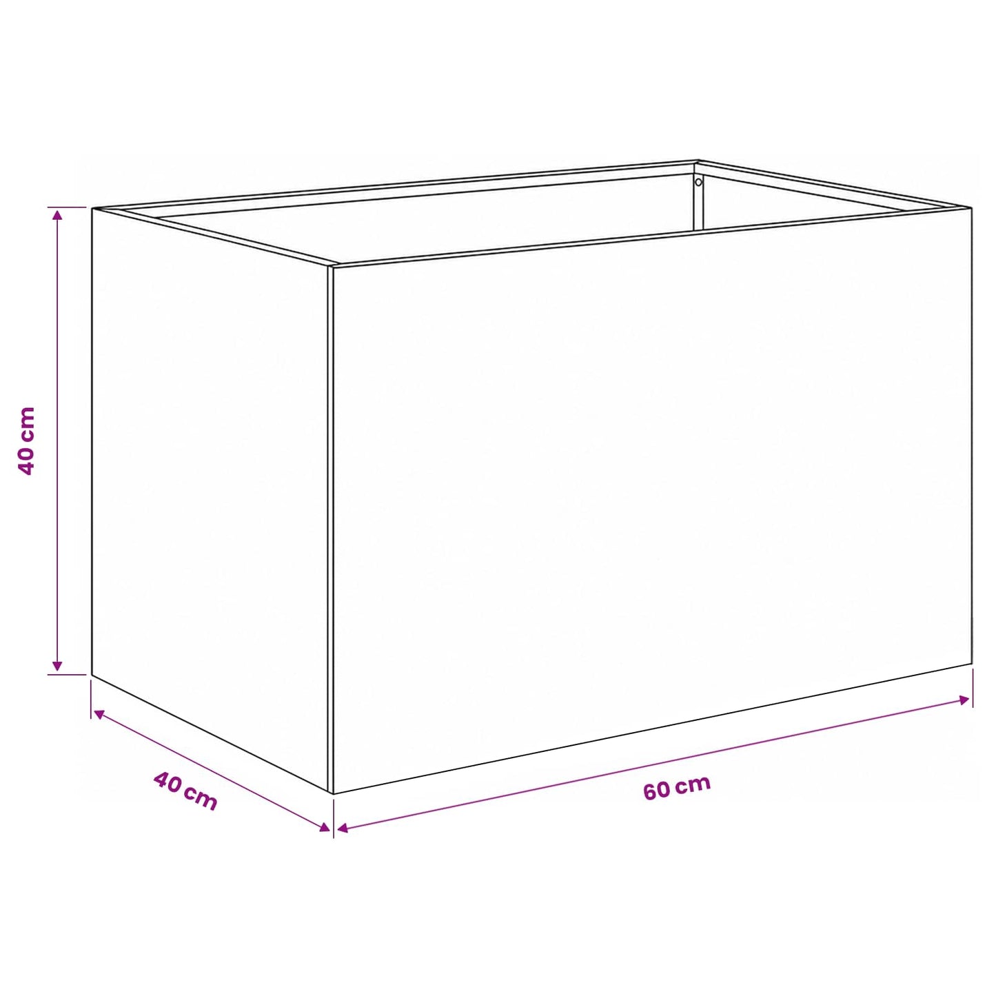 Plantenbak 2 st zilver 60 x 40 x 40 cm Roestvrij staal