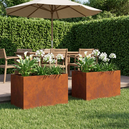 Plantenbak 2 st Roestkleurig 60 x 40 x 40 cm weervast staal