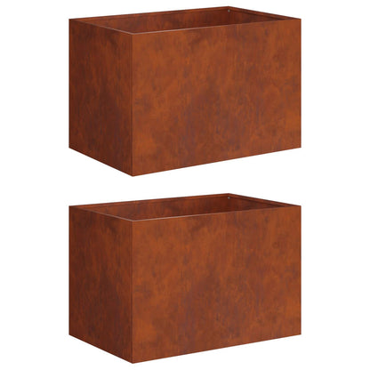 Plantenbak 2 st Roestkleurig 60 x 40 x 40 cm weervast staal