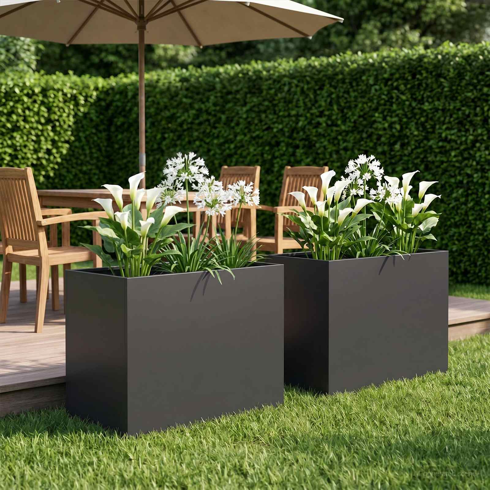 Plantenbak 2 st Zwart 60 x 40 x 50 cm Koudgewalst staal
