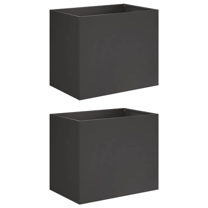 Plantenbak 2 st Zwart 60 x 40 x 50 cm Koudgewalst staal