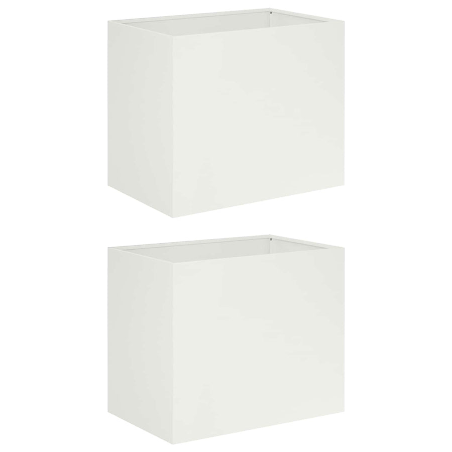 Plantenbak 2 st Wit 60 x 40 x 50 cm Koudgewalst staal