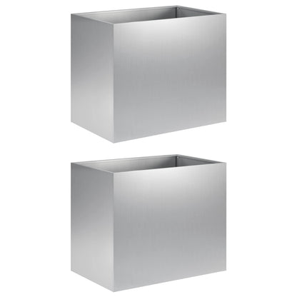 Plantenbak 2 st zilver 60 x 40 x 50 cm Gegalvaniseerd staal