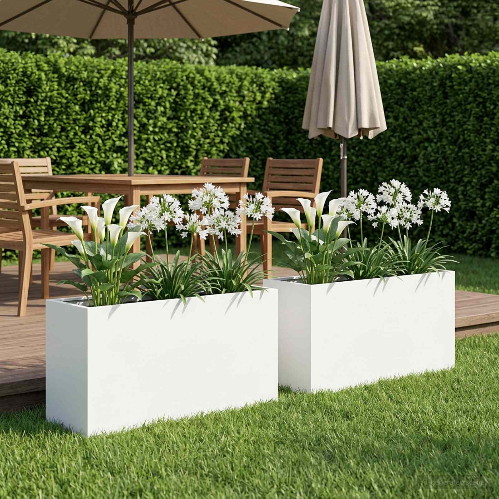 Plantenbak 2 st Wit 80 x 40 x 50 cm Koudgewalst staal