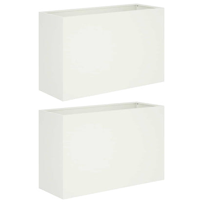 Plantenbak 2 st Wit 80 x 40 x 50 cm Koudgewalst staal