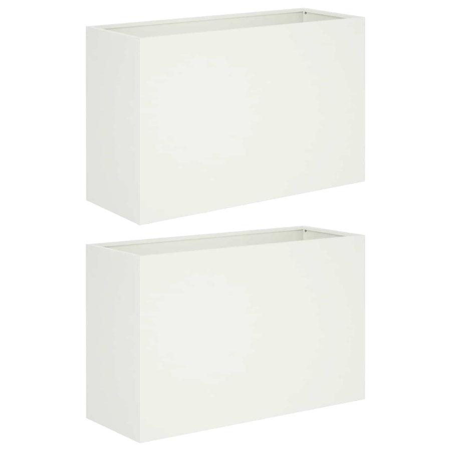 Plantenbak 2 st Wit 80 x 40 x 50 cm Koudgewalst staal