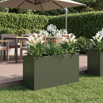 Plantenbak Olijfgroen 80 x 40 x 50 cm Koudgewalst staal