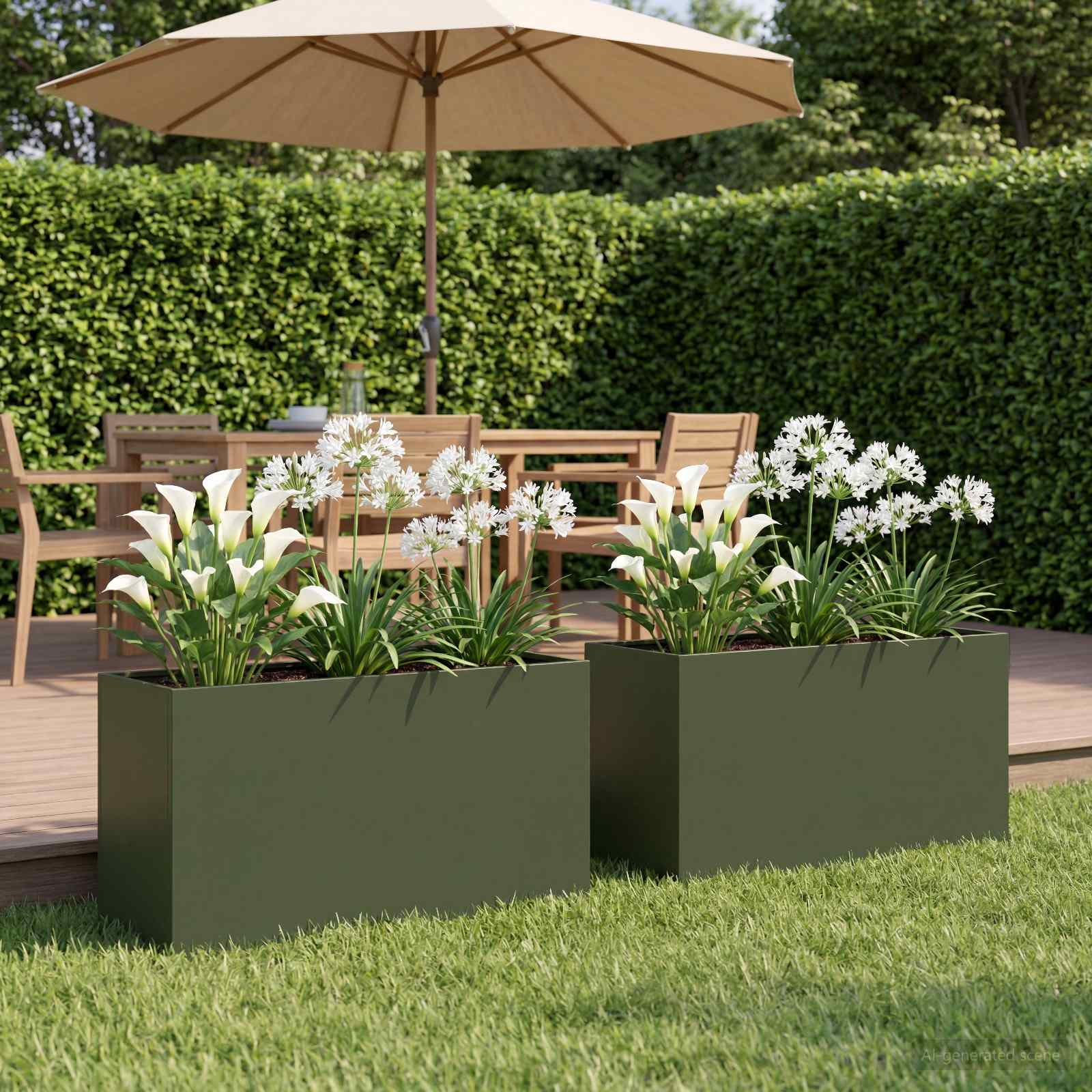 Plantenbak 2 st Olijfgroen 80 x 40 x 50 cm Koudgewalst staal