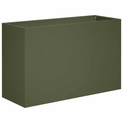 Plantenbak 2 st Olijfgroen 80 x 40 x 50 cm Koudgewalst staal